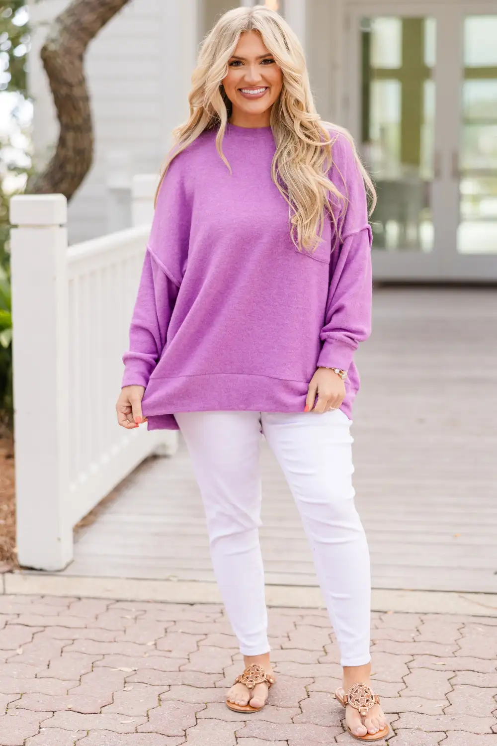 Just Take A Break Sweater, Bright Violet
