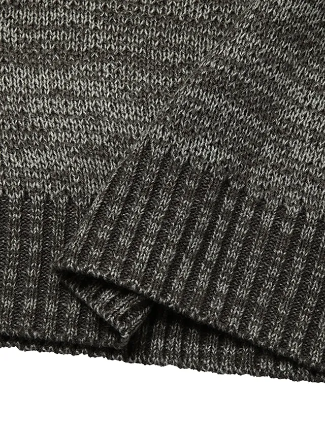 Women's Pullover Sweater Jumper V Neck Crochet Knit Knit Patchwork Knitted Fall Winter Tunic Going out Weekend Stylish Long Sleeve Color Gradient Brown S M L