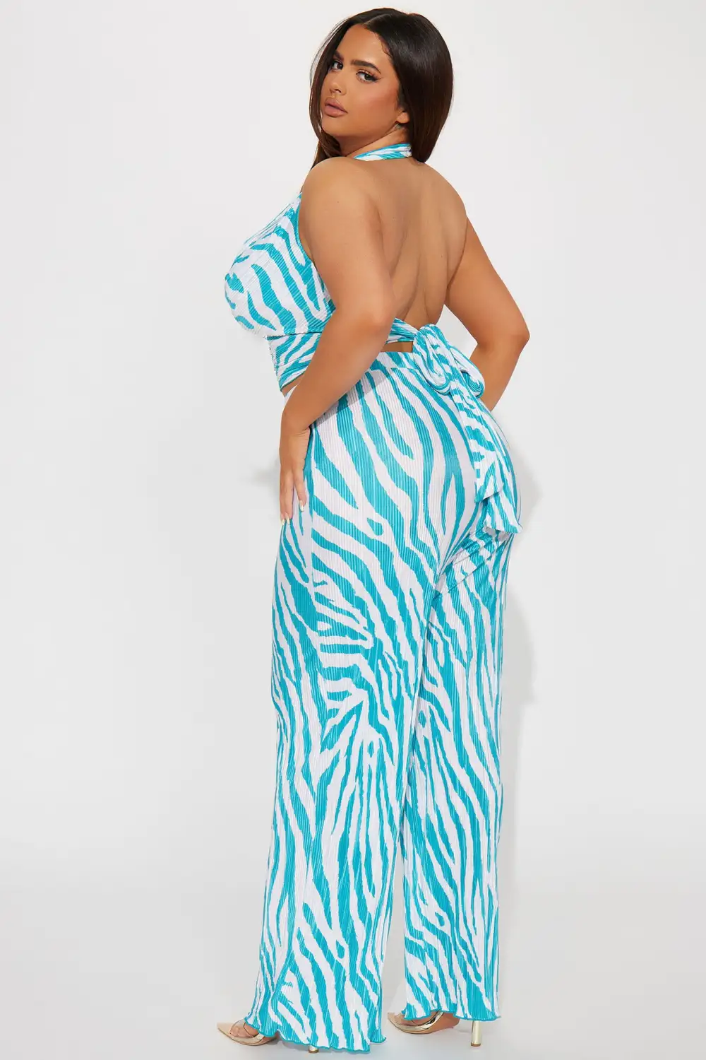 Always Around Plisse Pant Set - Aqua
