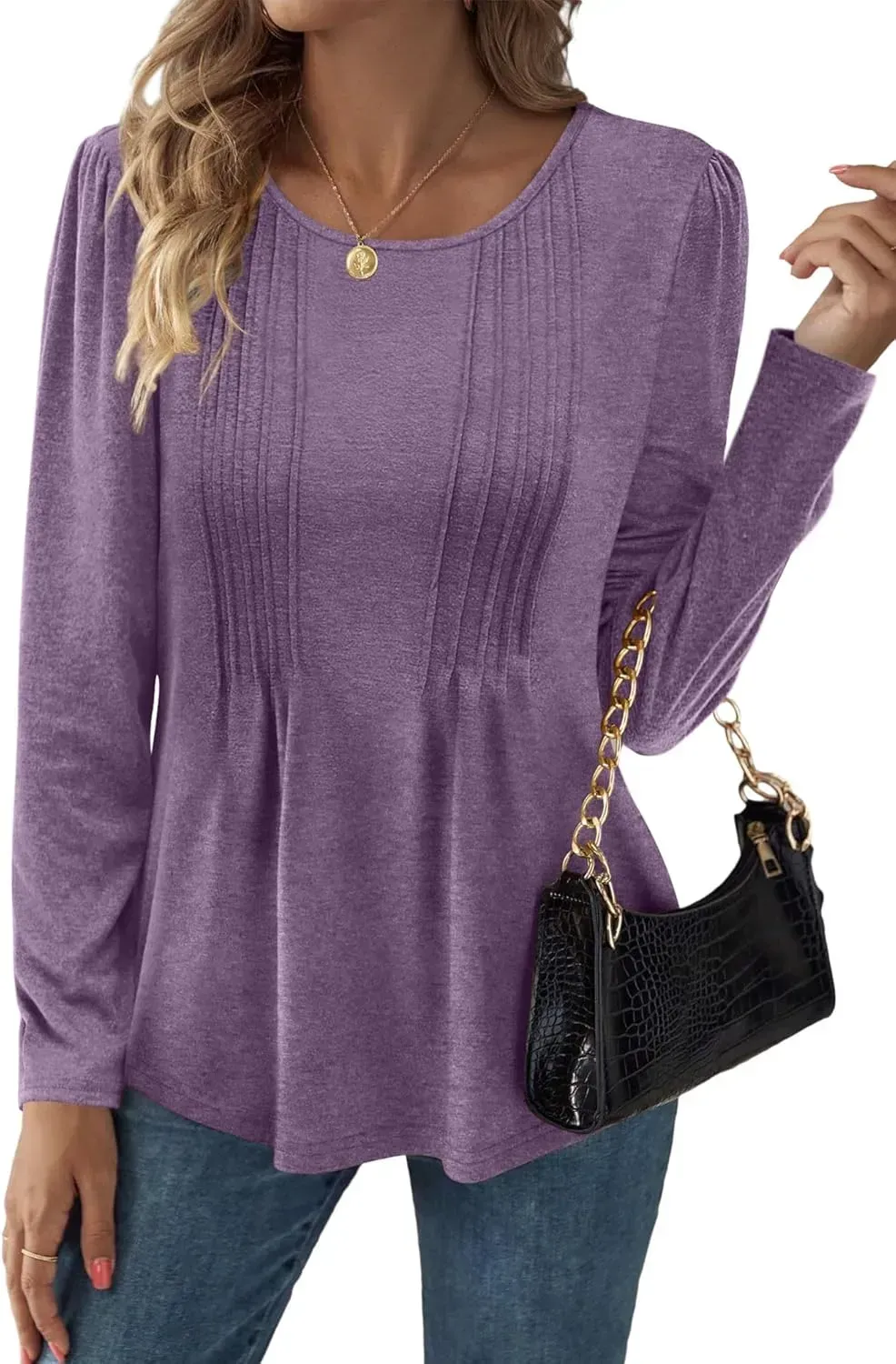 WIHOLL Blouses for Womens Dressy Casual 2024 Fall Tops Long Sleeve Shirts Loose Fit Tunics