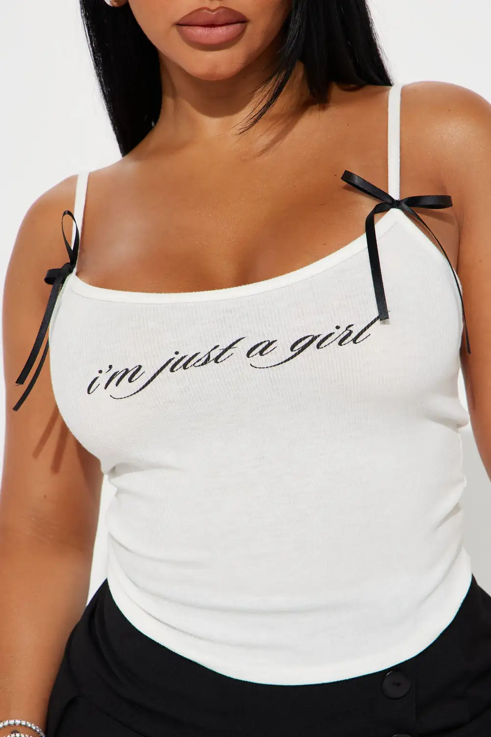 I'm Just A Girl Cami Top - White
