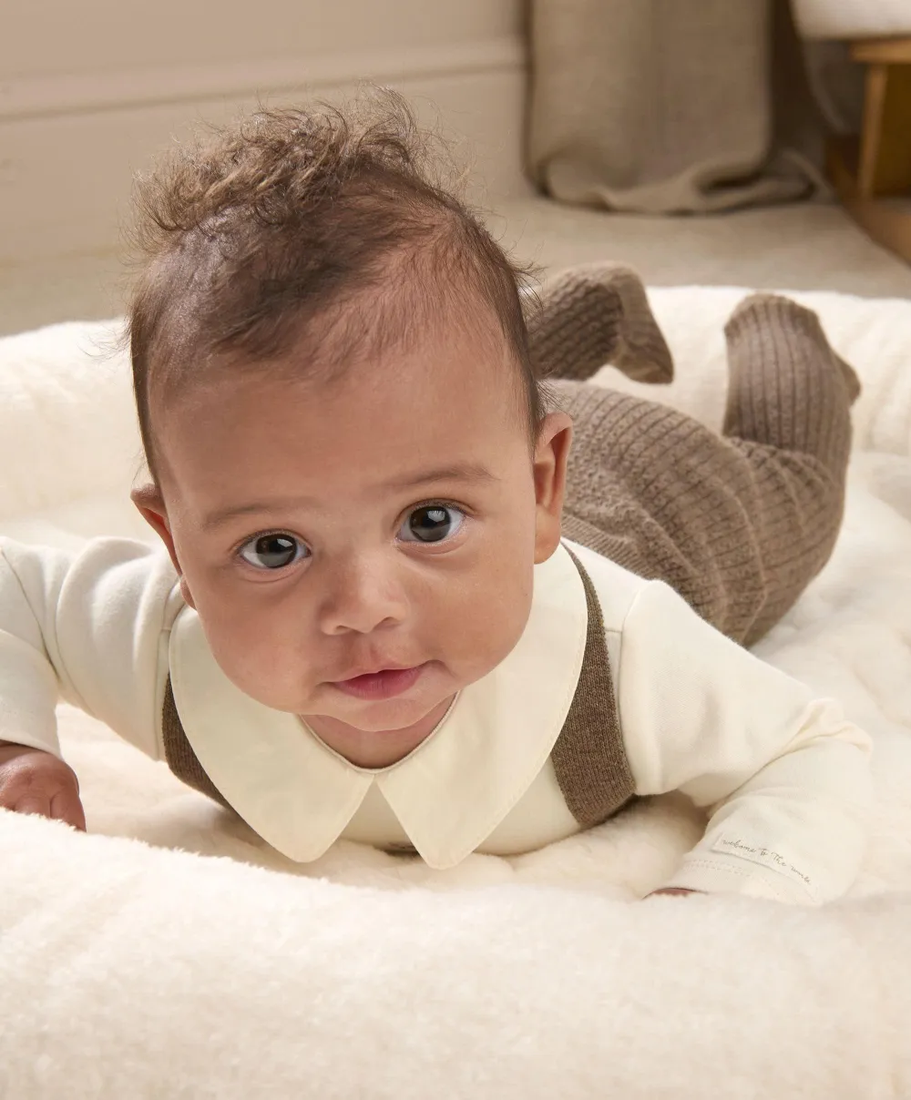 Knitted Dungarees & Bodysuit - Teddy Bear