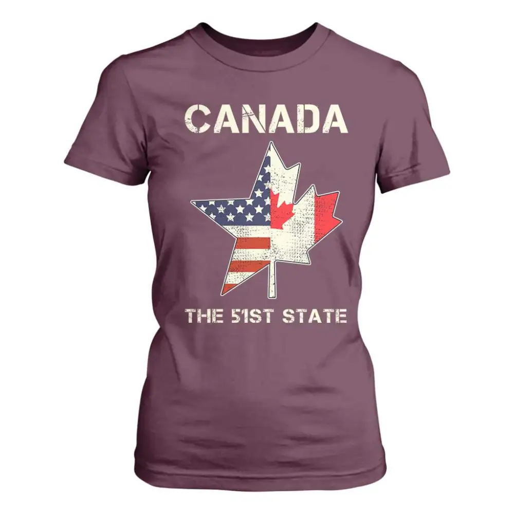 Canada The 51st State T Shirt For Women Maple Canadian American Flag TS09