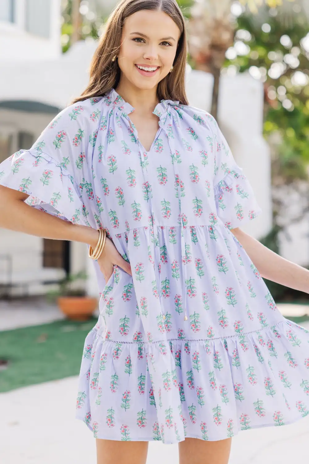 Let It Shine Periwinkle Floral Babydoll Dress