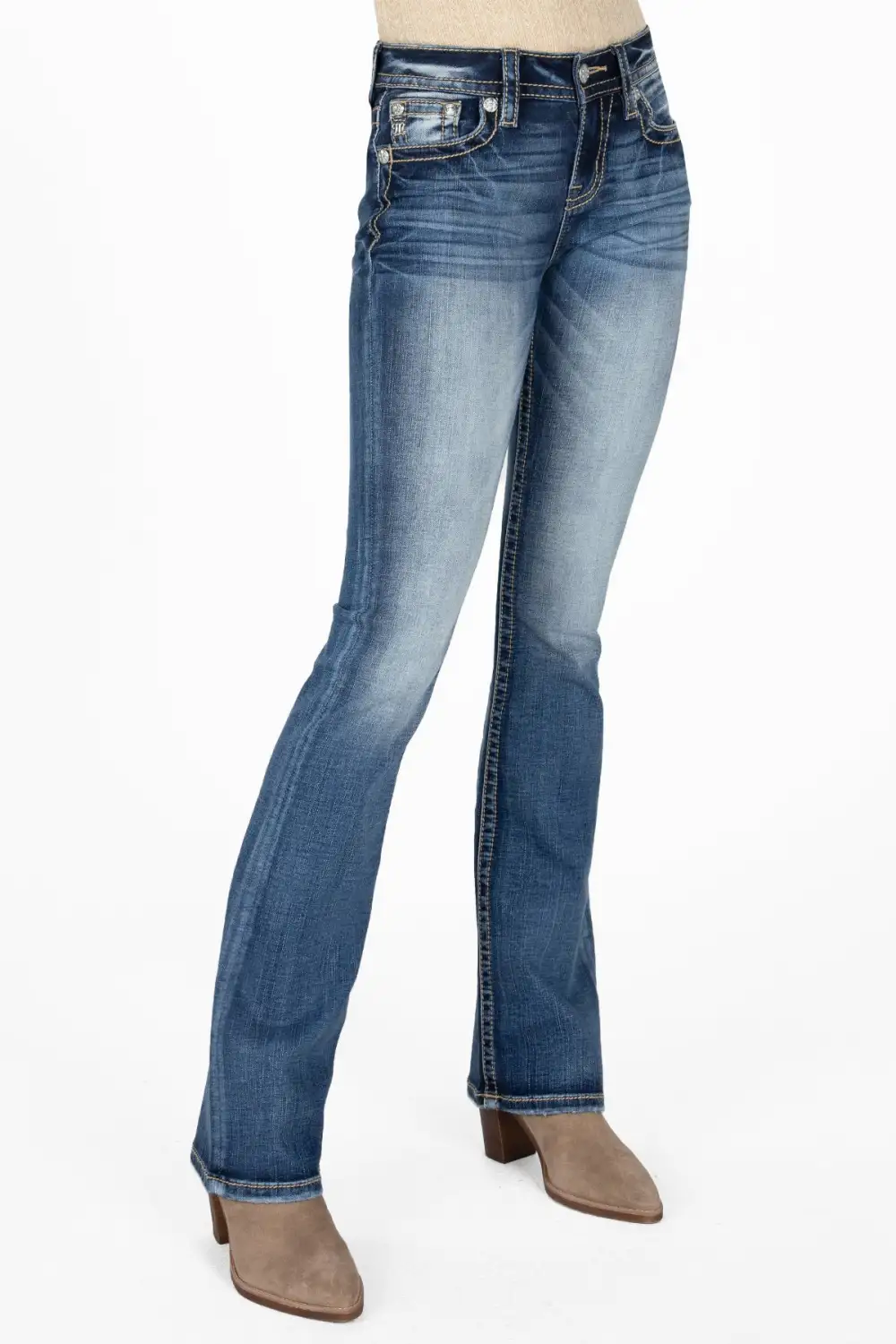 Floral Metallic Longhorn Bootcut Jeans