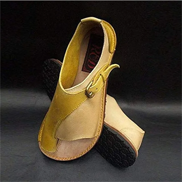 Women's Sandals Flat Sandals Orthopedic Sandals Bunion Sandals Plus Size Outdoor Daily Beach Summer Flat Heel Open Toe Casual Classic Minimalism Faux Leather Buckle Color Block Black&Gray red&green