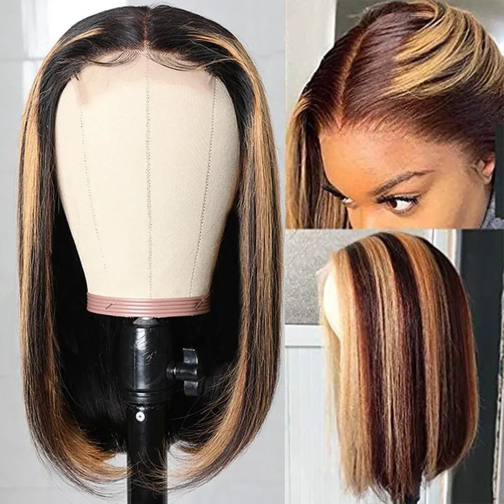 Sterly Straight Ombre #FB30 Highlight Color Lace Frontal Bob Wigs