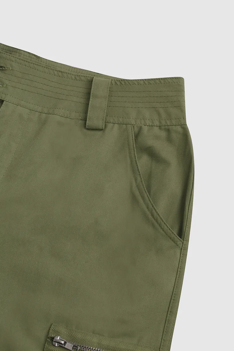 Flap Pocket Zip Detail Straight Leg Cargo Pants
