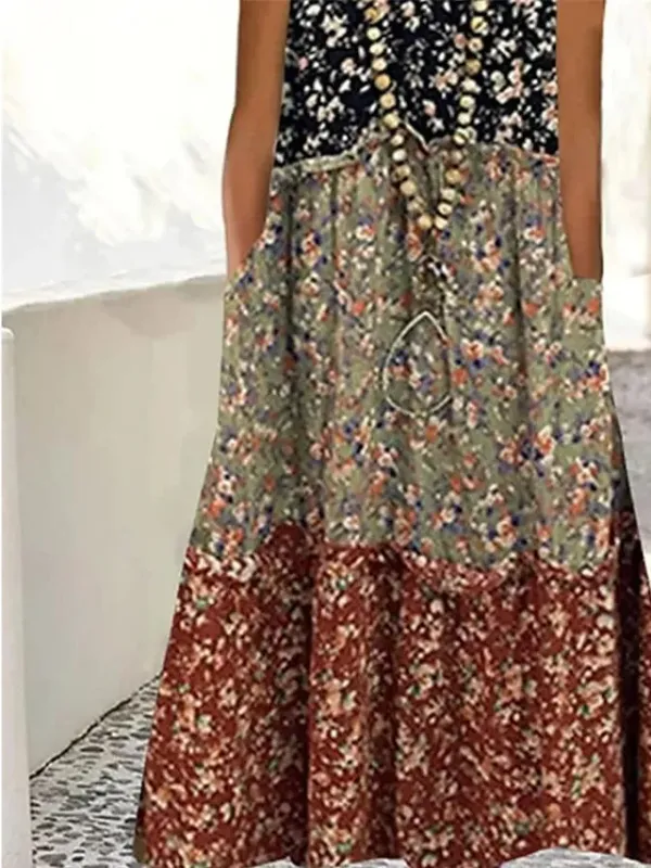 Women's Casual Dress Tank Dress Floral Dress Floral Ditsy Floral Pocket Print Strap Midi Dress Active Fashion Outdoor Daily Sleeveless Loose Fit Black Wine Blue Summer Spring S M L XL XXL