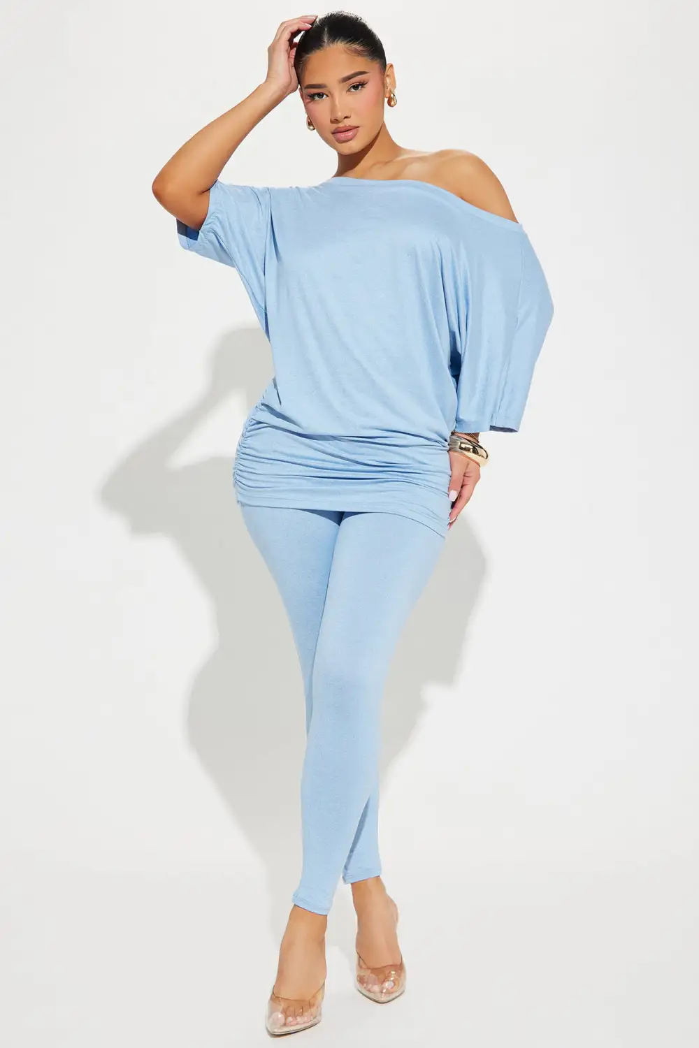 Camila Short Sleeve Legging Set - Blue