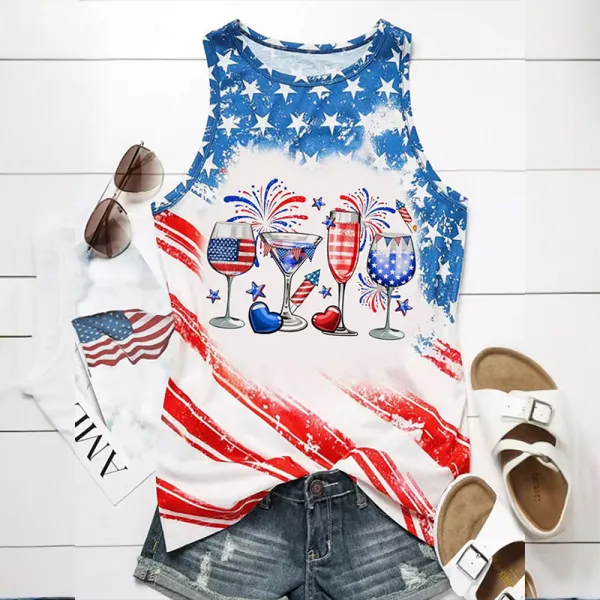 Women's Fashion Casual Independence Day Printed Vest