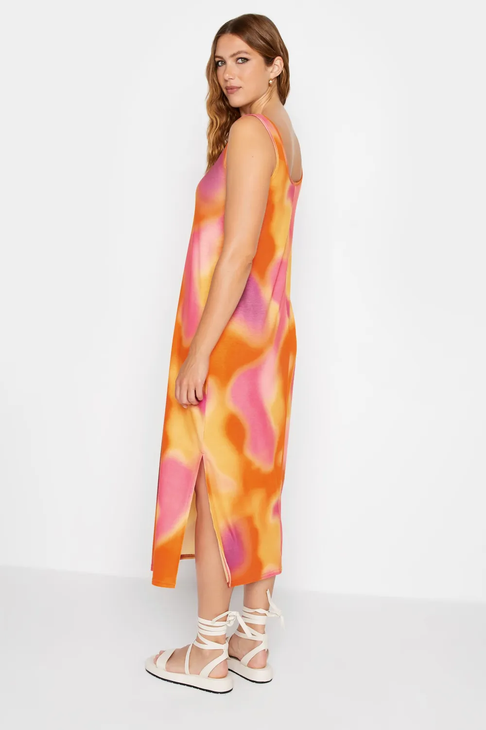 LTS Tall Orange Tie Dye Midi Dress