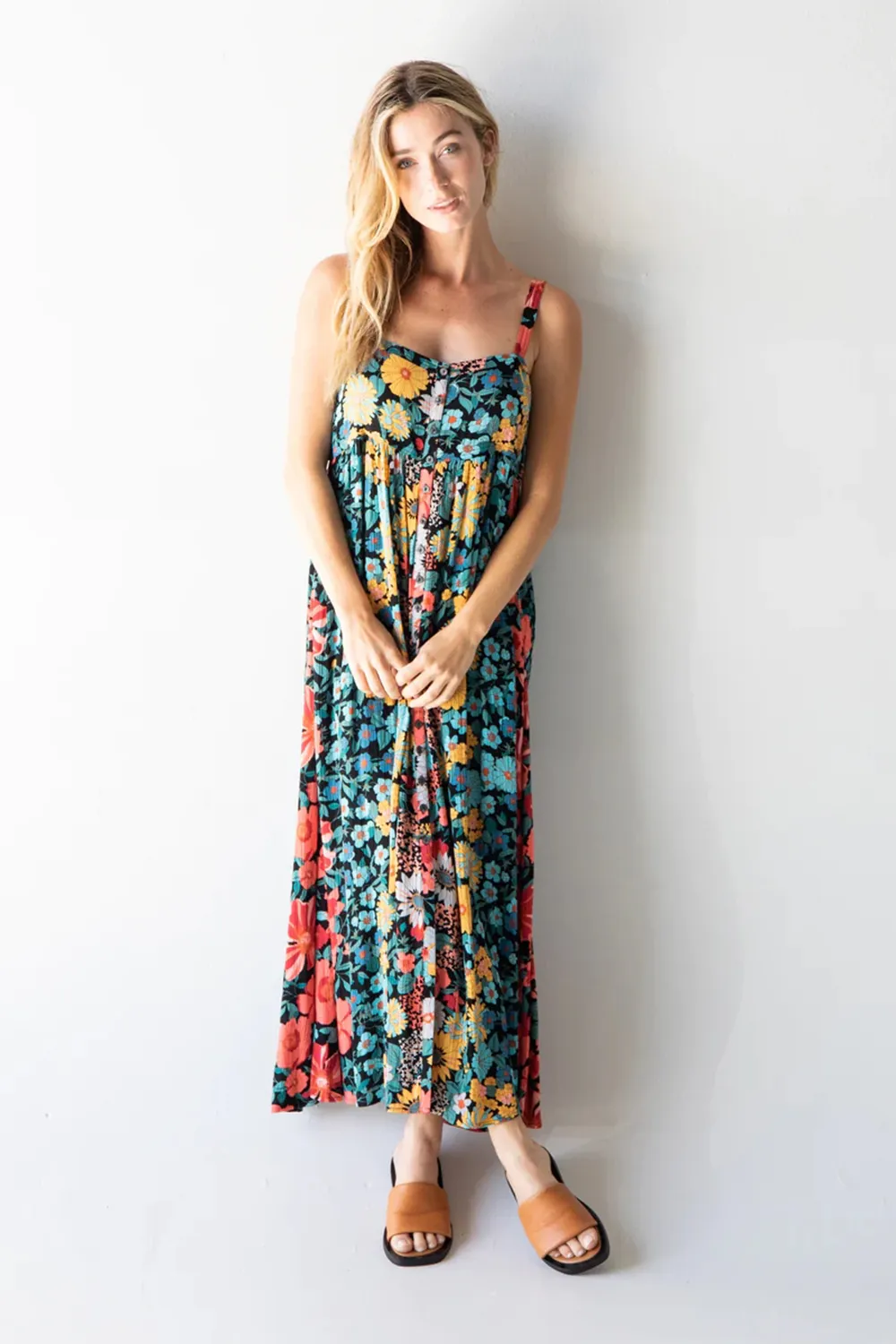 Sidney Maxi Dress - Black Coral Floral