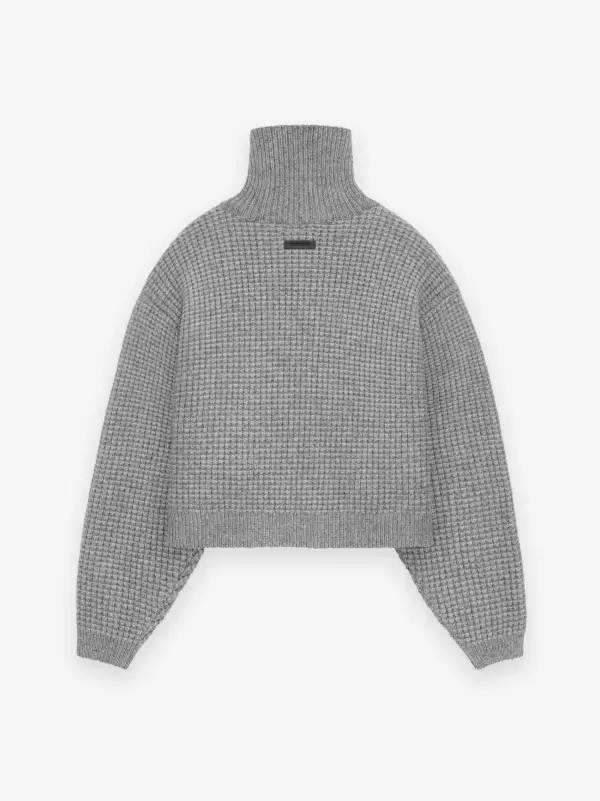 Womens Heavy Waffle Cropped Turtleneck