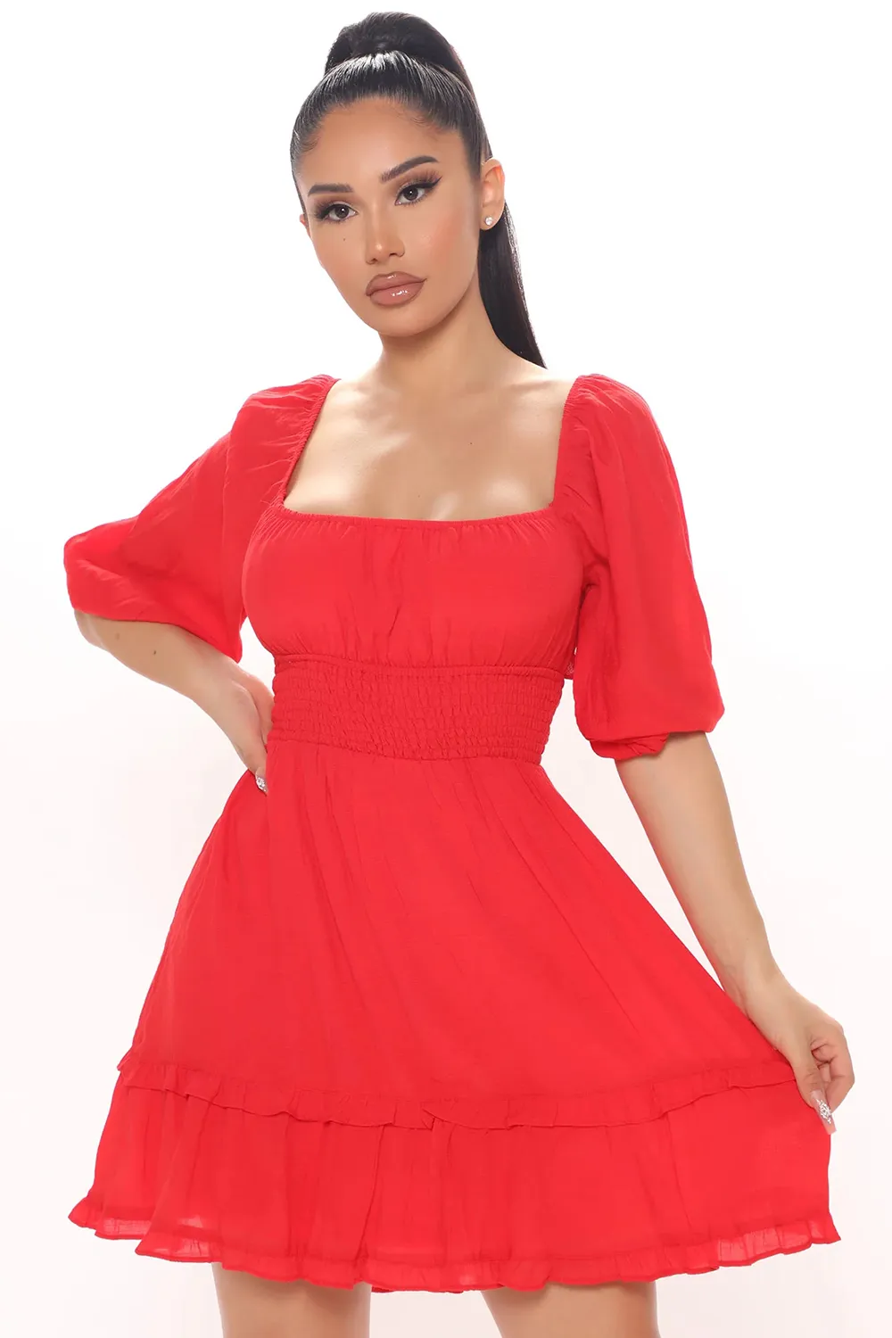 Spring/Summer Sassy But Cute Mini Dress - Red