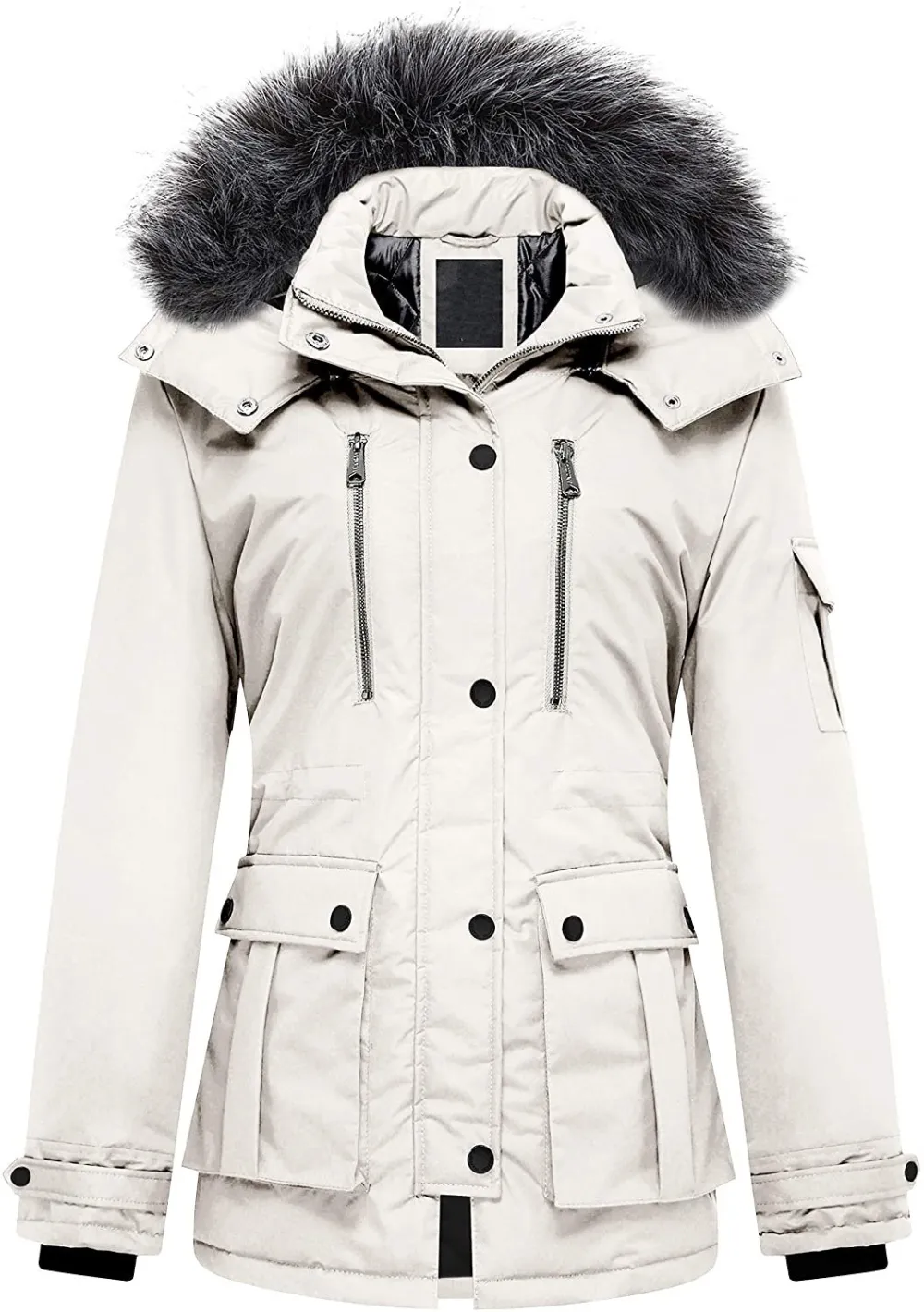 Women's Quilted Winter Coat Warm Puffer Jacket Thicken Parka with Removable Hood