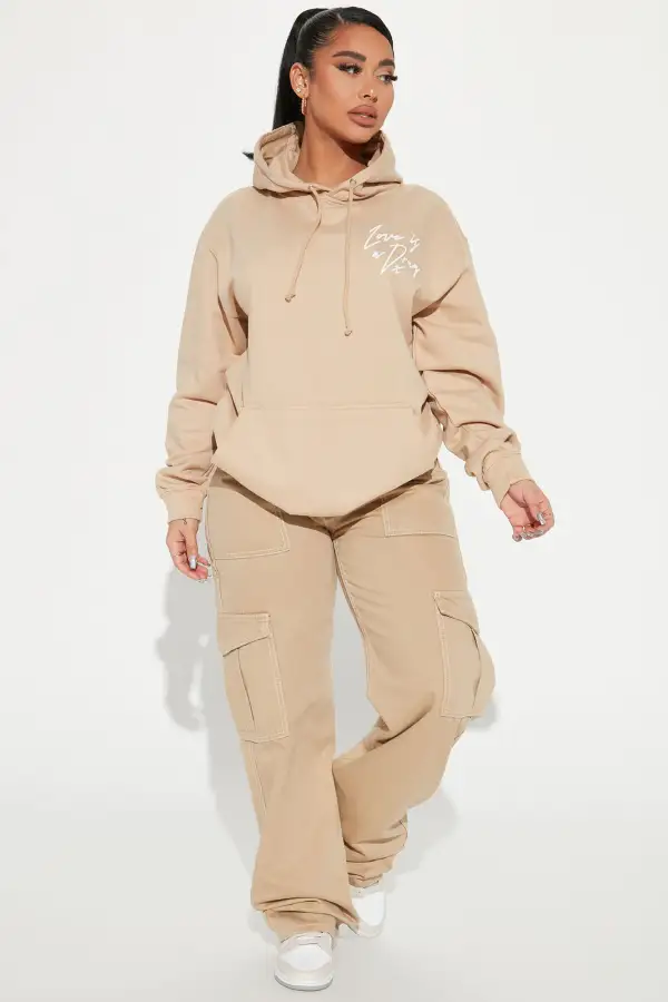 Love Is A Drug Graphic Hoodie - Taupe