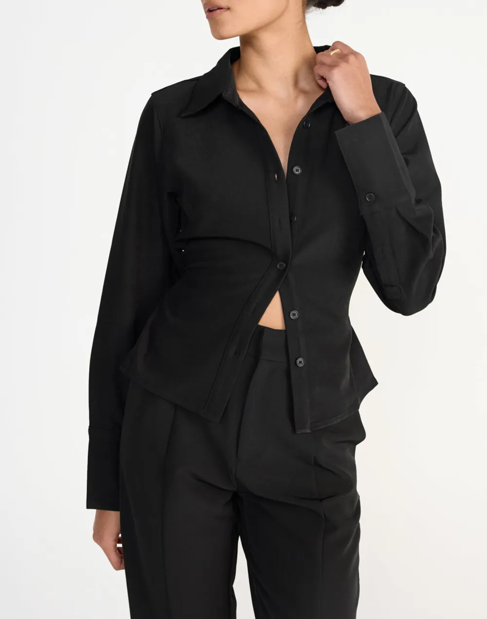 Adjustable Tie Cropped Shirt Top