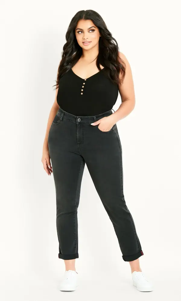 Evans Black Washed Girlfriend Jeans