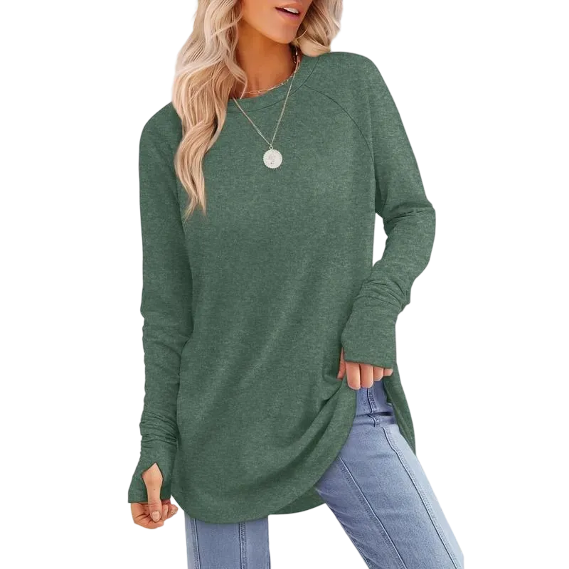 Womens Tunic Tops to Wear with Leggings Long Sleeve Thumb Hole Shirts