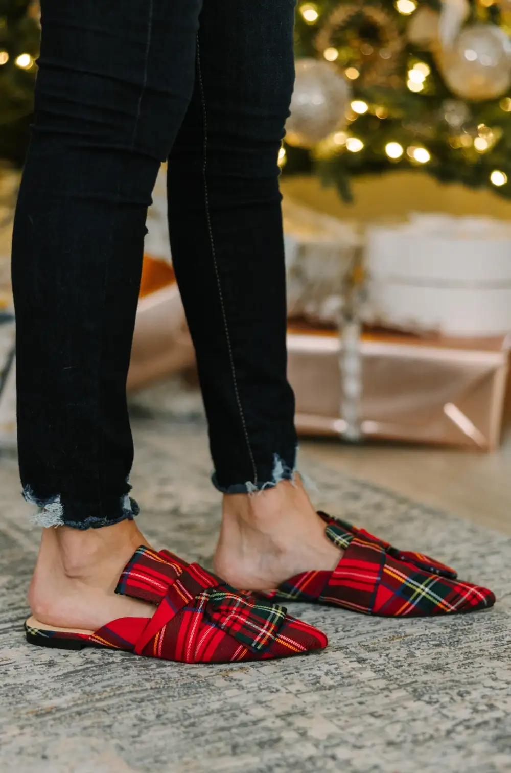 Under The Tree Red Plaid Flats