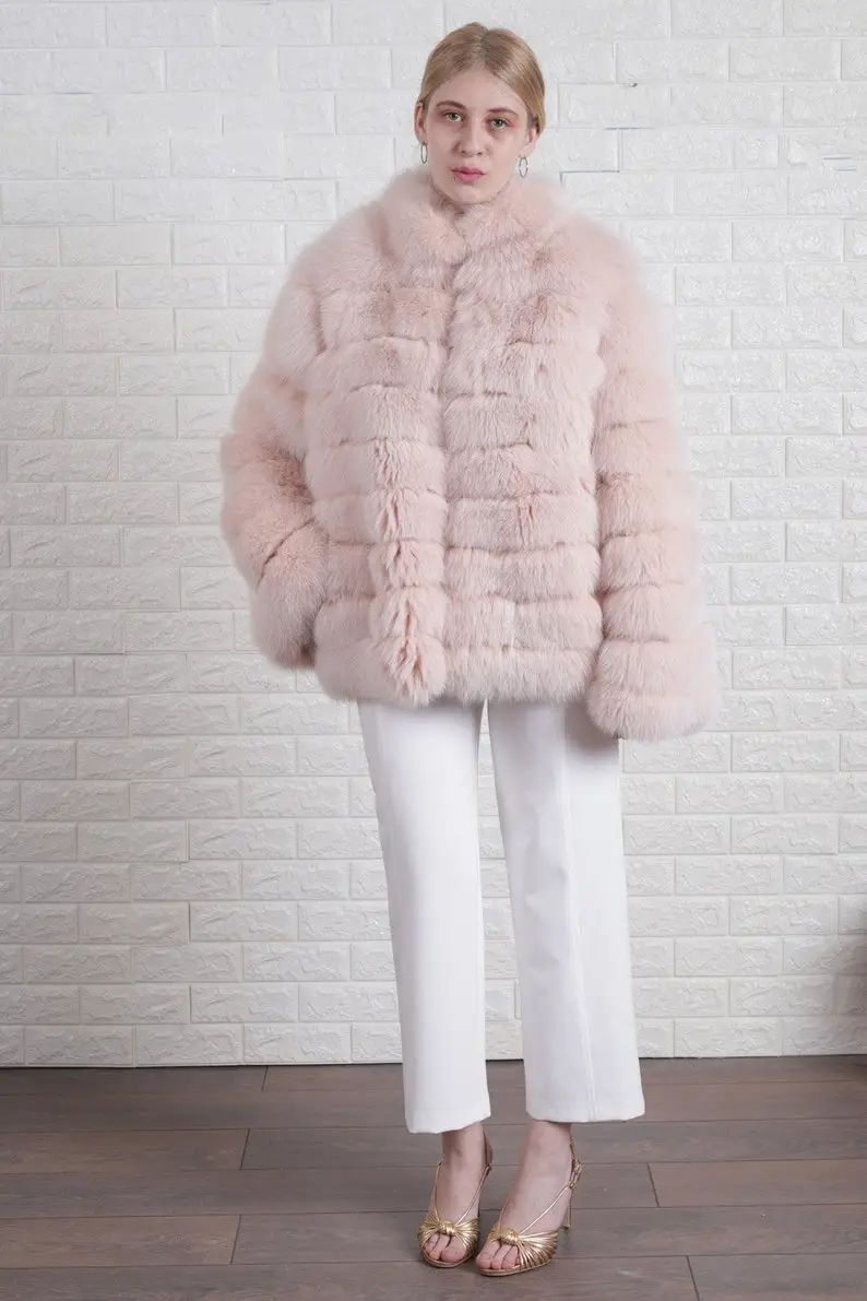 Baby Pink Fox Fur Jacket