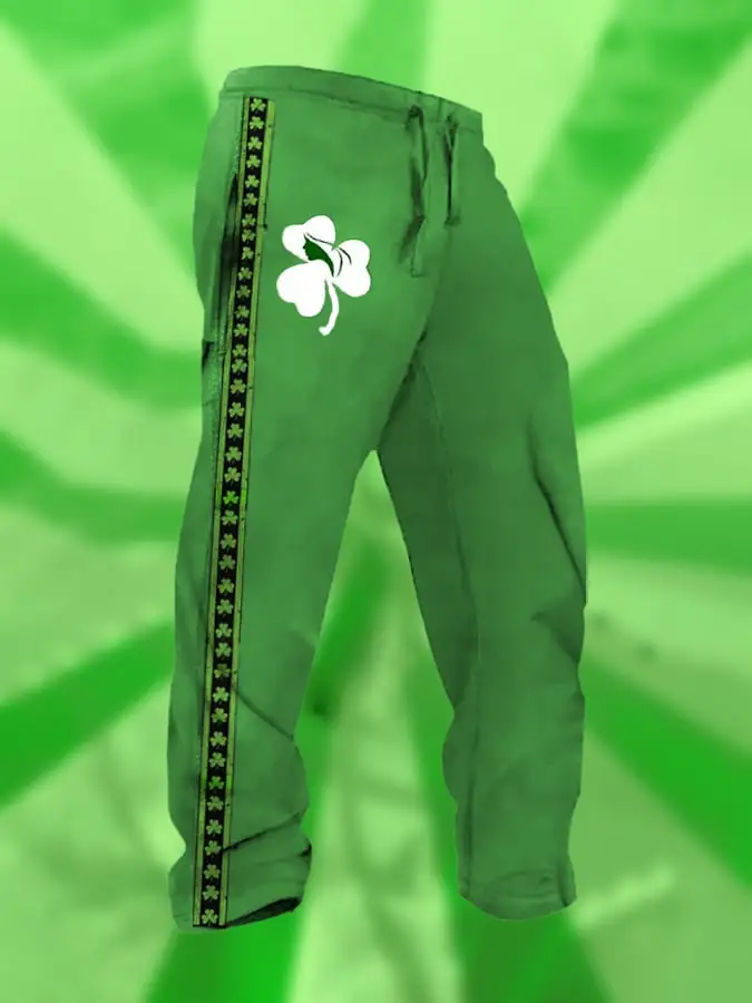 Men's Viking Print Elastic Waist Lace-Up Casual Pants