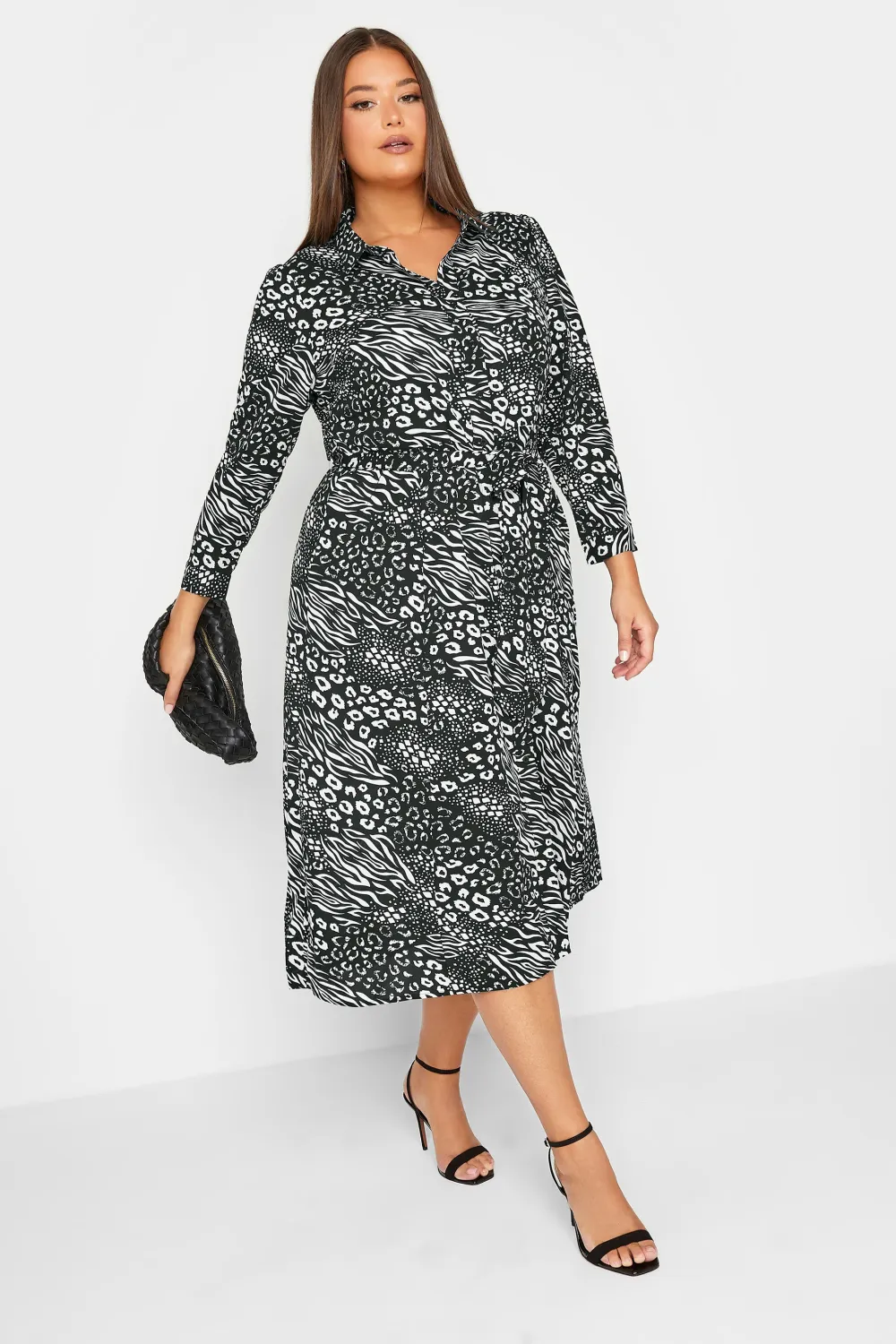 YOURS LONDON Curve Black Animal Print Shirt Dress