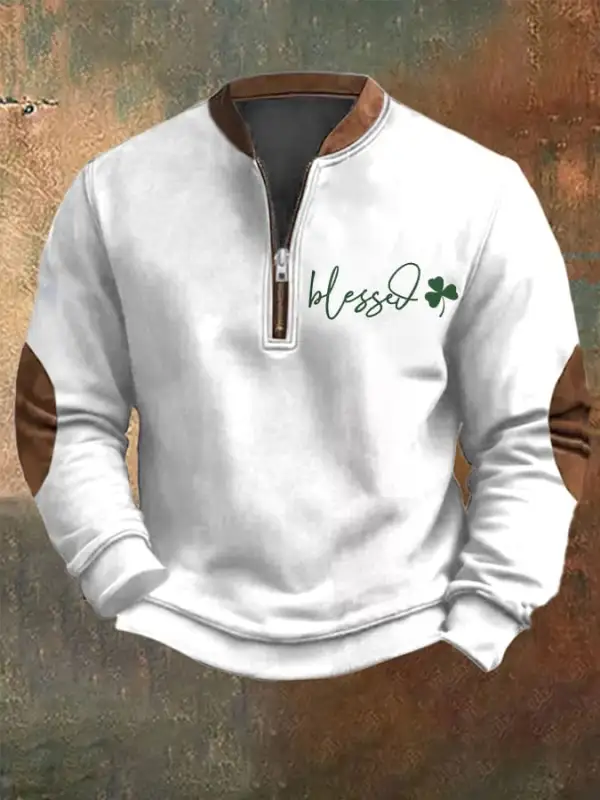 Men's St. Patrick's Day Beer Festival Print Zip-Up Sweatshirt