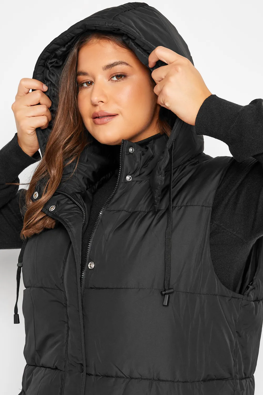 LTS Tall Black Midaxi Puffer Gilet