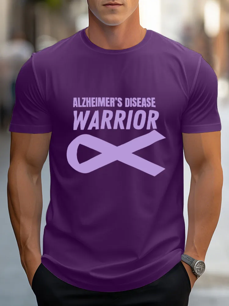 Men'S Round-Neck Short-Sleeved T-Shirt Alzheimer'S Disease Warrior Prints