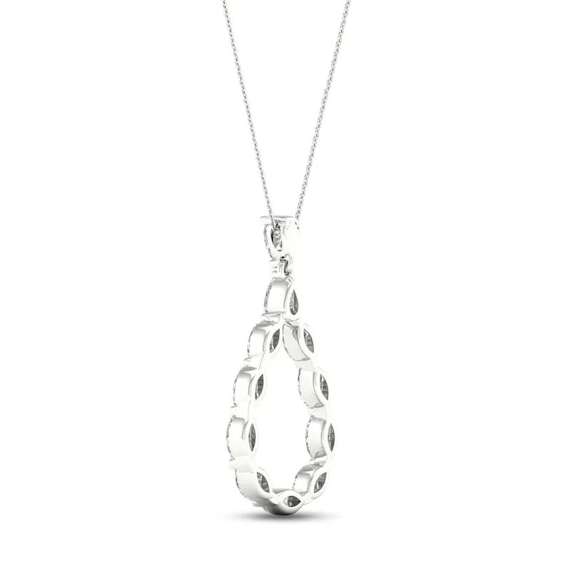 Diamond Teardrop Necklace 1-1/2 ct tw Pear & Marquise-cut 14K White Gold 18