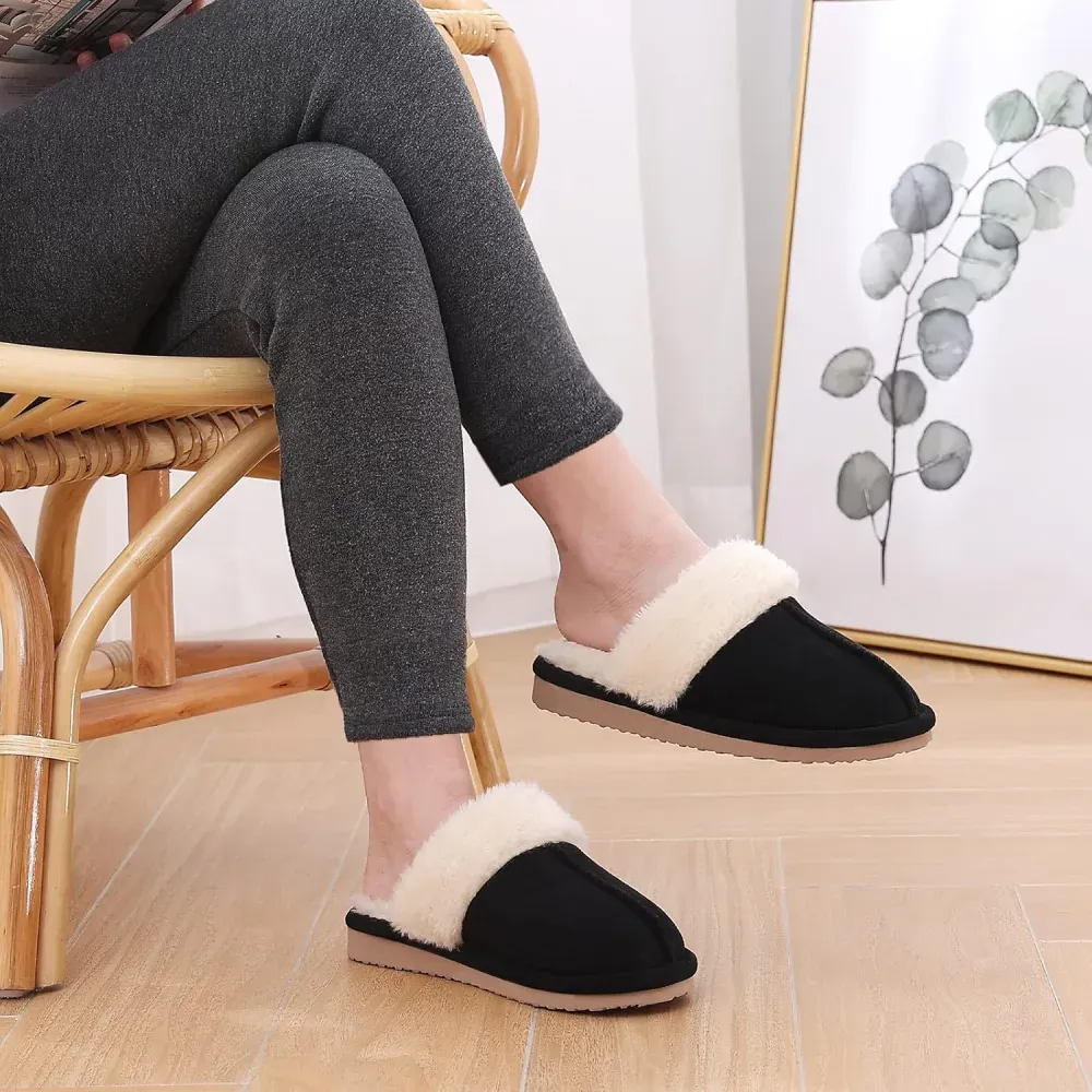 Women's Fuzzy Memory Foam Slippers Fluffy Winter House Shoes Indoor and Outdoor