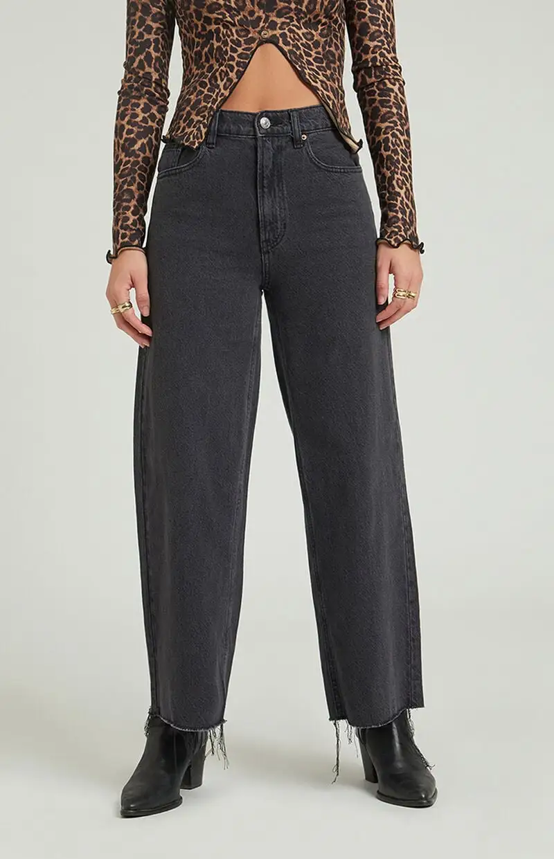 PacSun Nora Black Cropped Wide Leg Jeans