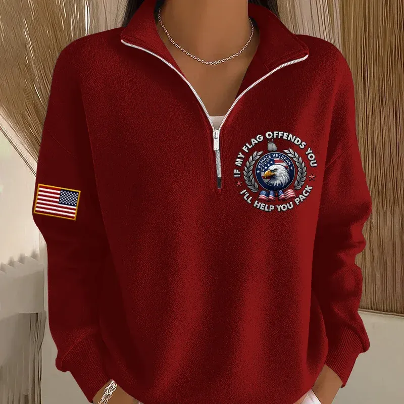 Women's Veteran Print Casual Sweatshirt
