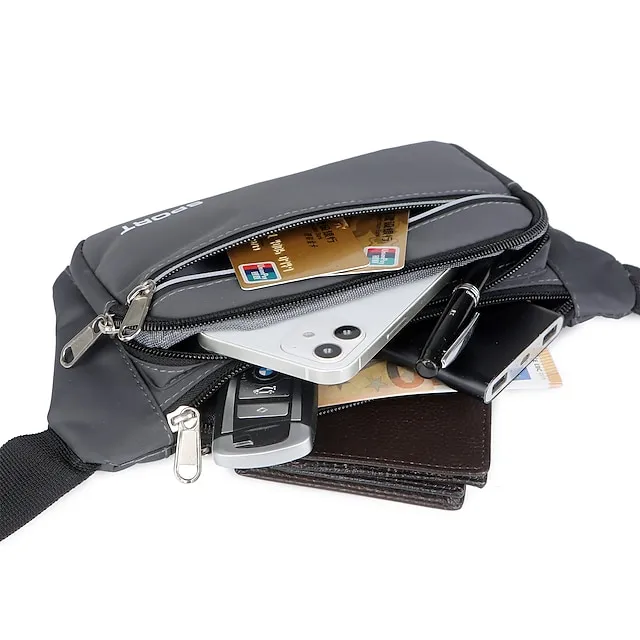 Men's Crossbody Bag Shoulder Bag Belt Bag Nylon Outdoor Holiday Zipper Large Capacity Lightweight Durable Solid Color Four Pockets - Lake Blue Four Pockets - Gray Four Pockets - Red