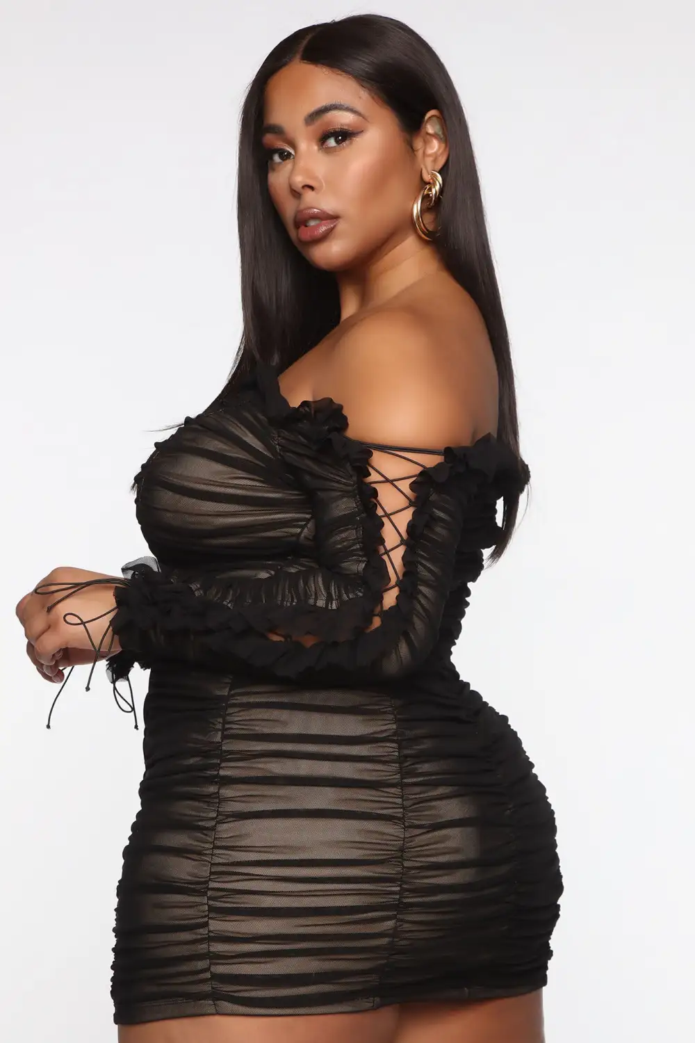 Sincerely Yours Ruched Mini Dress - Black/combo