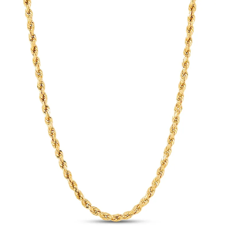 Hollow Rope Chain 2.9-3.0mm 14K Yellow Gold 22