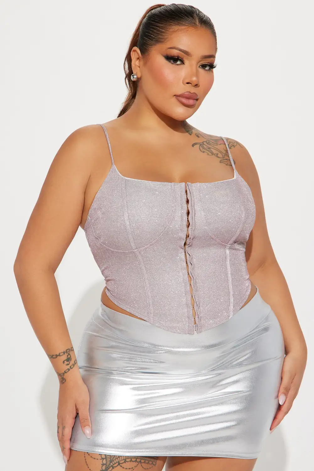 Party Never Stops Metallic Corset - Blush