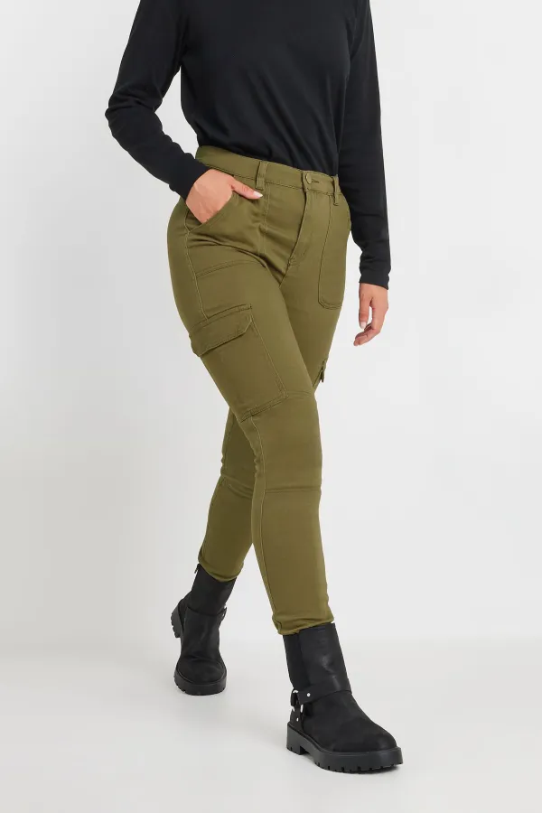 LTS Tall Khaki Green Cargo Skinny Jeans