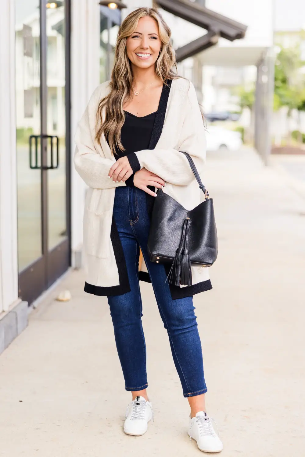 Moonlight Waltz Cardigan, Cream/Black