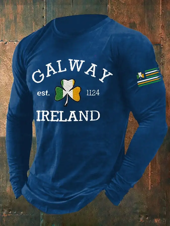 Men's Retro Galway Ireland Saint Patrick's Day Print T-Shirt