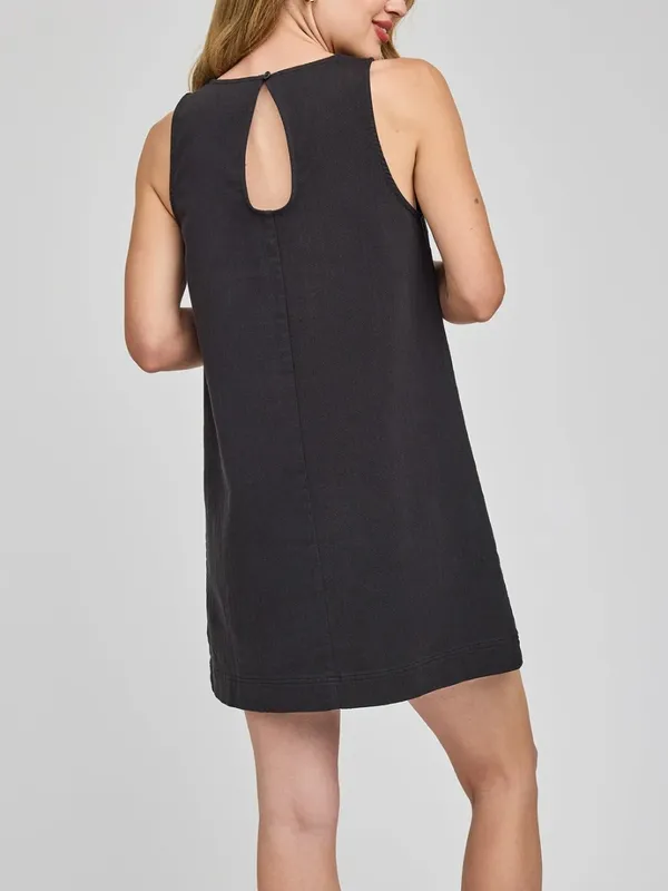 Button Front Sleeveless Mini Dress