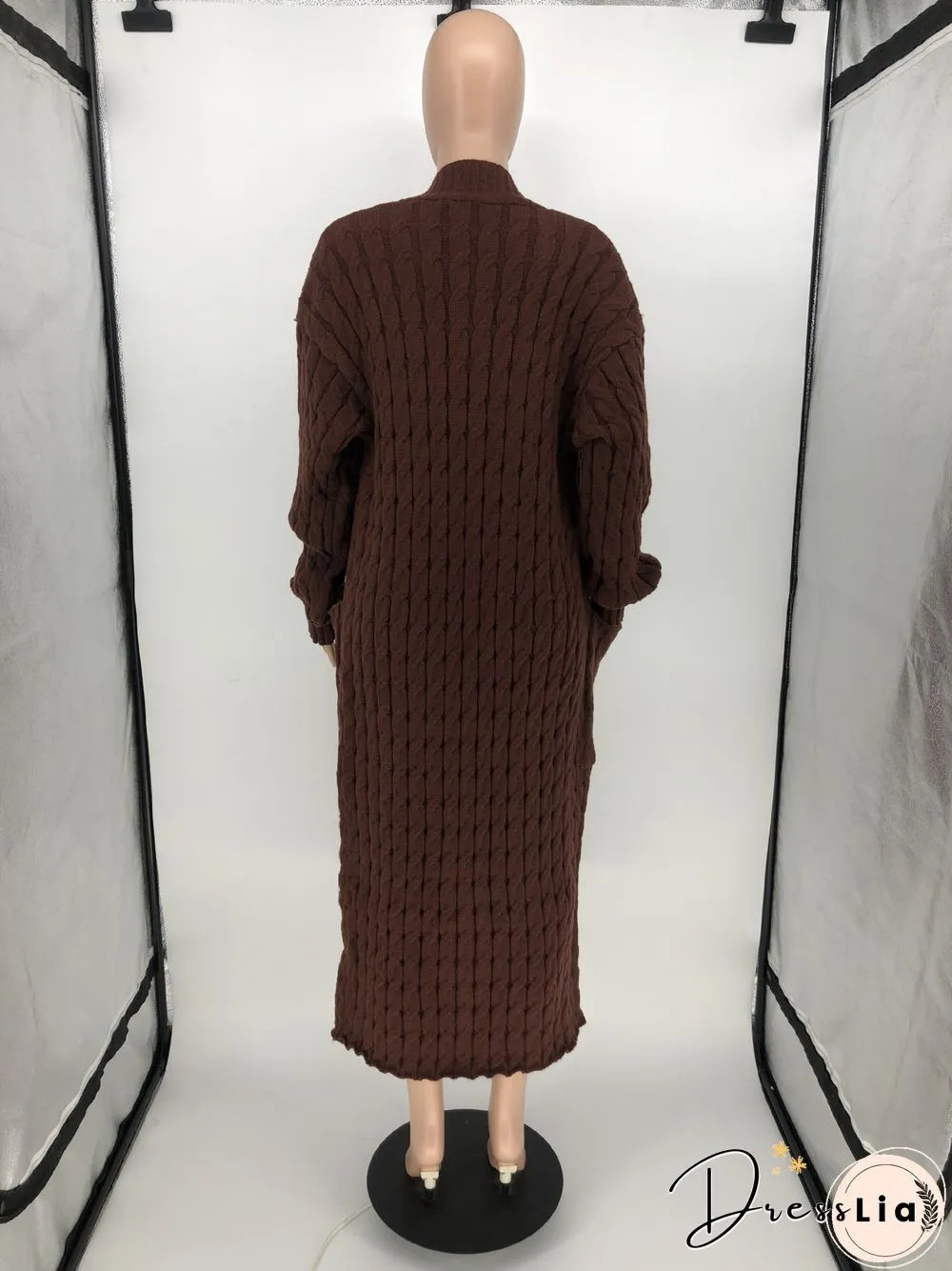 Winter Crochet Loose Long Twist Sweater Cardigan