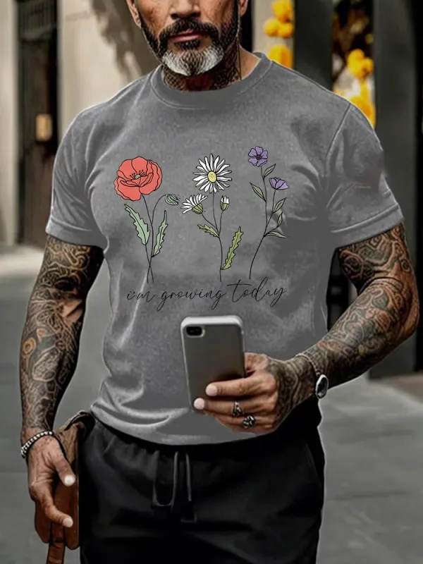 Men'S Round-Neck Short-Sleeved T-Shirt I'M Growting Today Prints