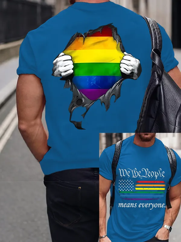 Men'S Round-Neck Short-Sleeved T-Shirt We The People Means Everyone Prints