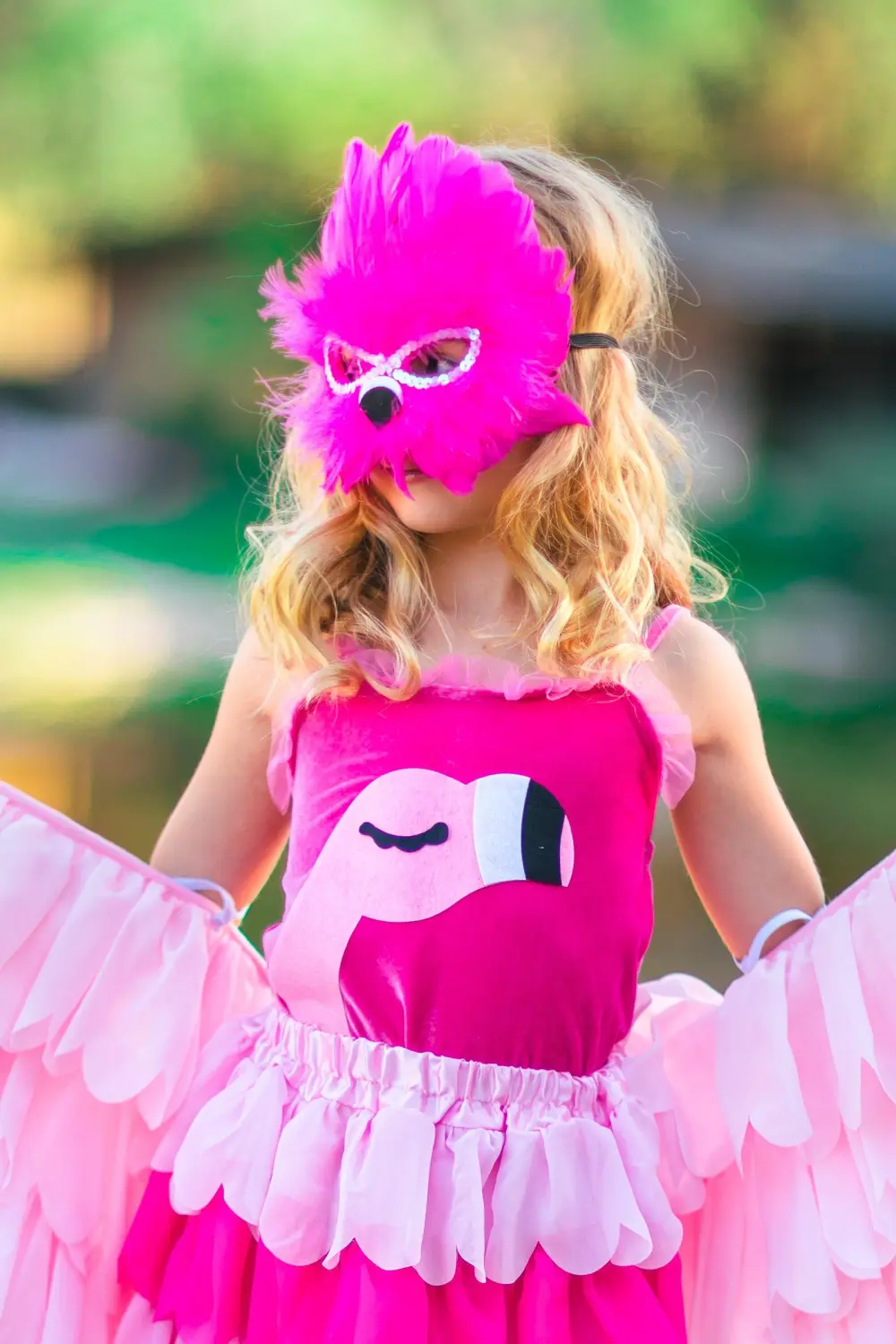 Pink Flamingo Feather Mask