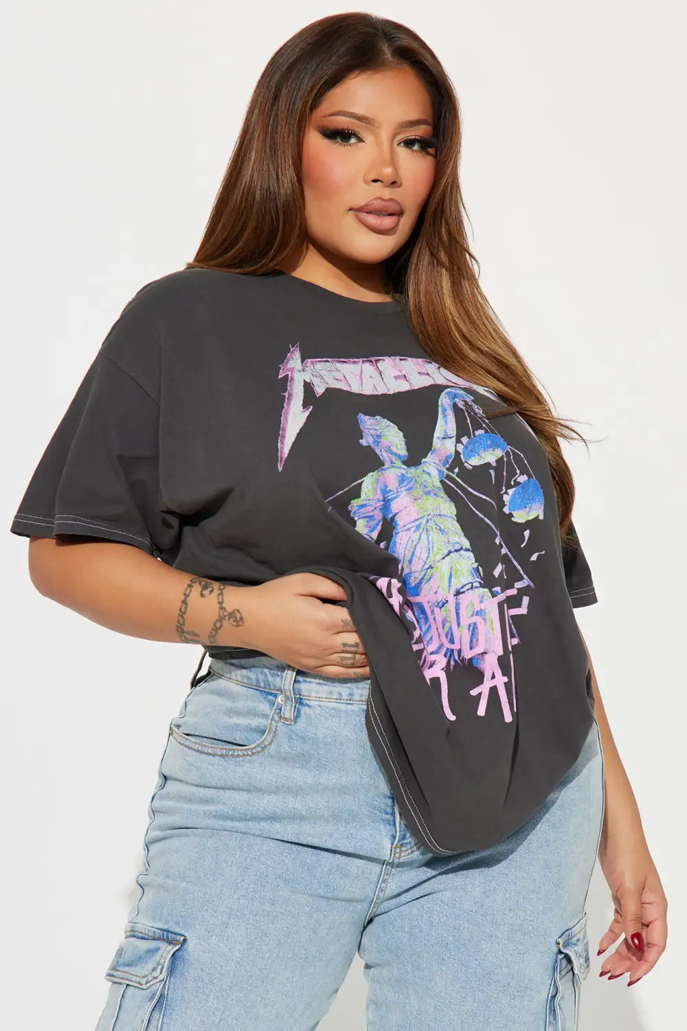 Metallica Justice For All Washed Tshirt - Black Wash