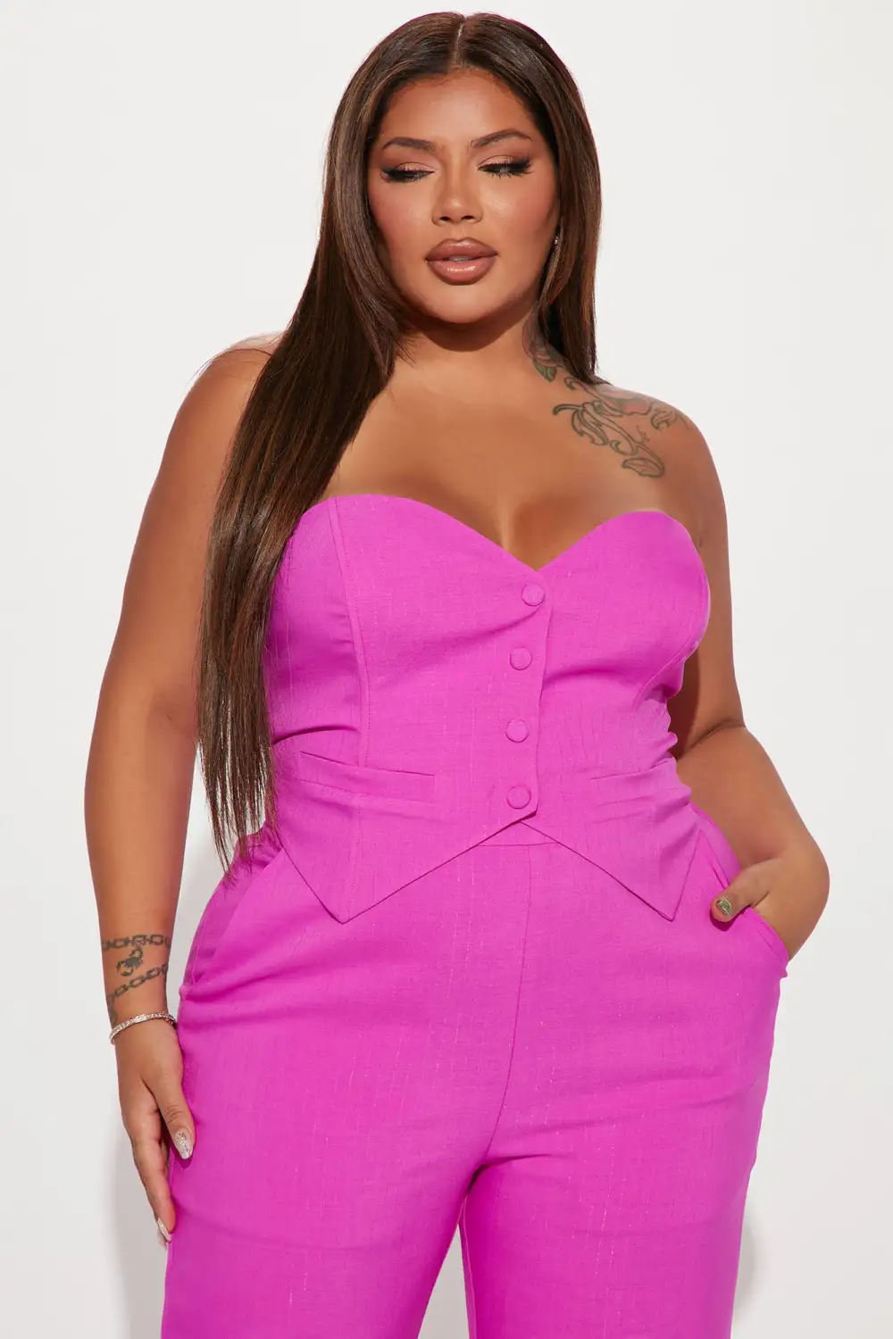 Amelia Two Piece Pant Suit - Fuchsia