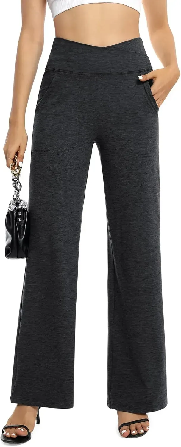 G4Free Wide Leg Pants for Women Loose Yoga Pants with Pockets Petite/Regular/Tall Stretch Casual Lounge Pants